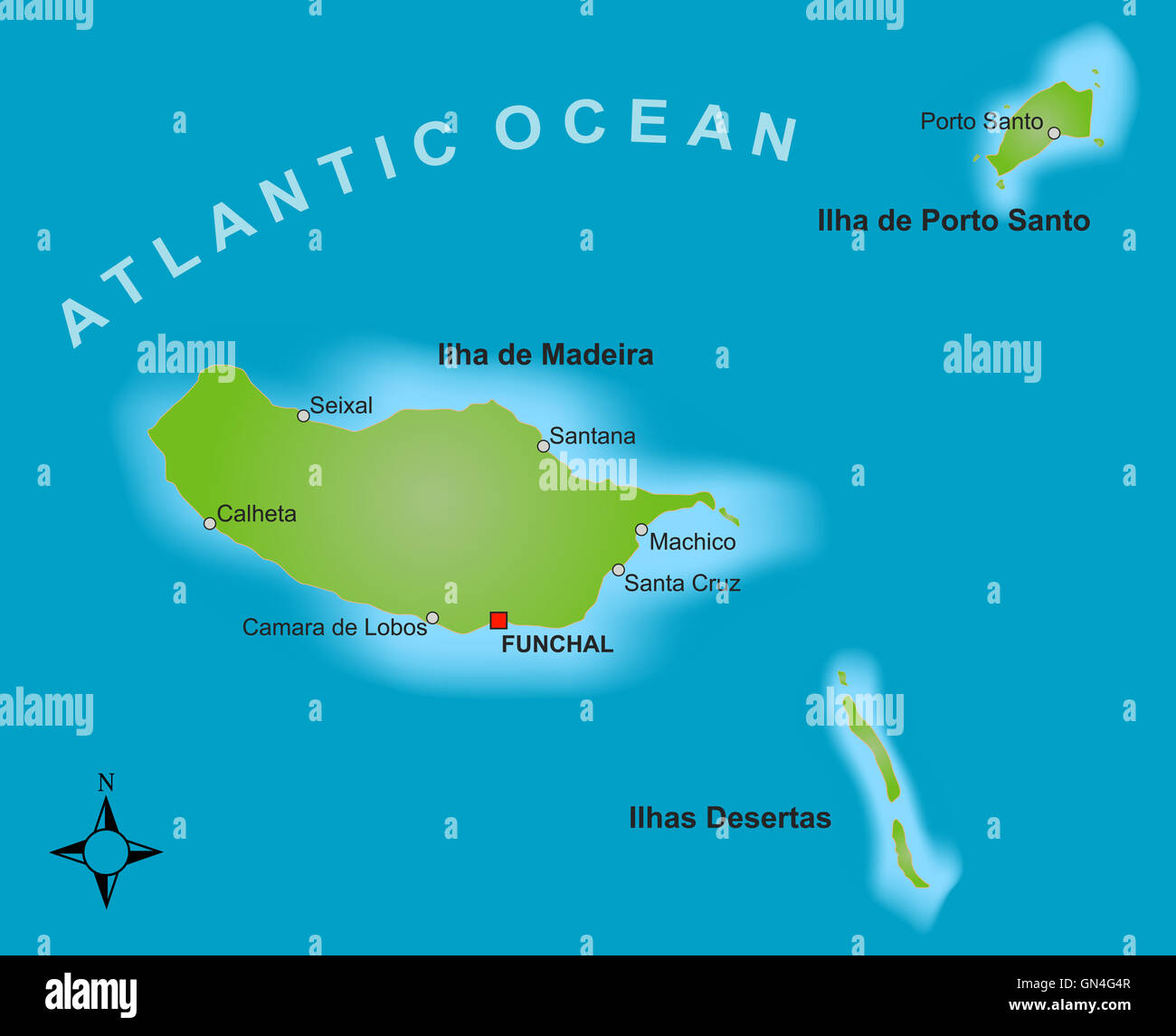 Map of Madeira Stock Photo