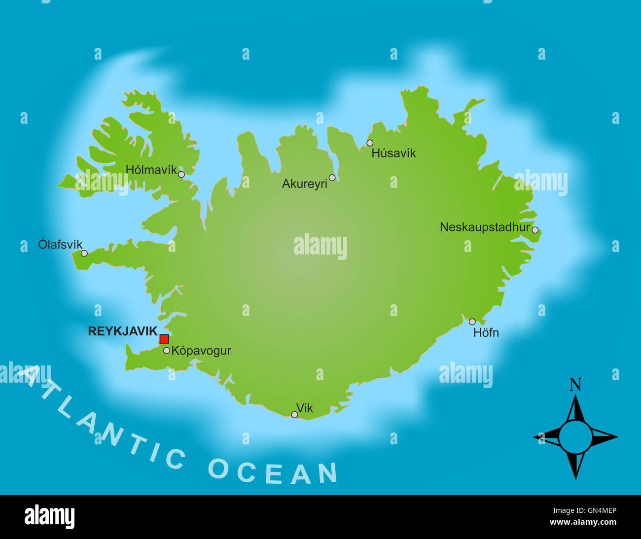 Map of Iceland Stock Photo