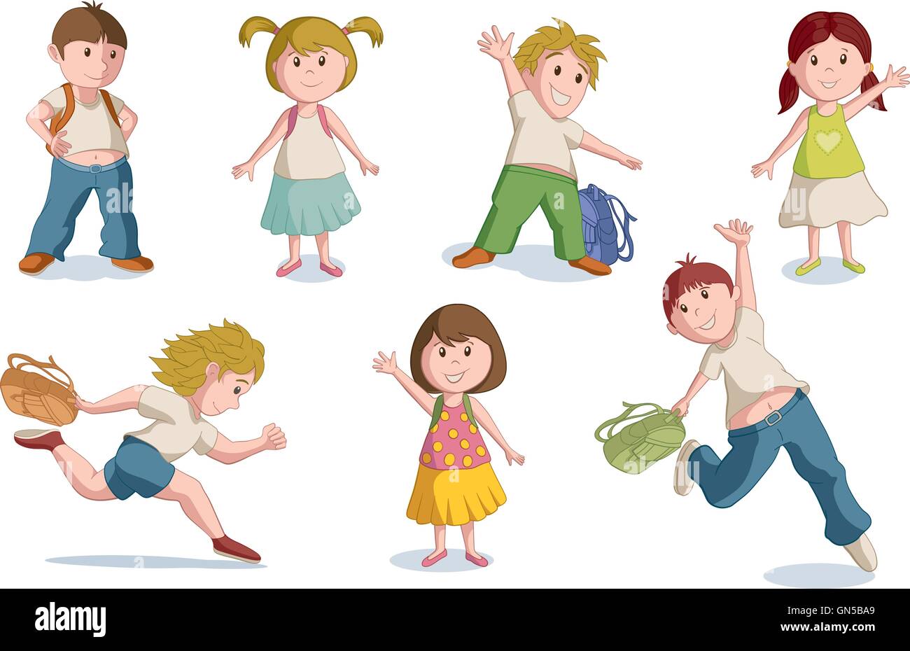 Vector illustration of school children. Global CMYK color. Stock Vector