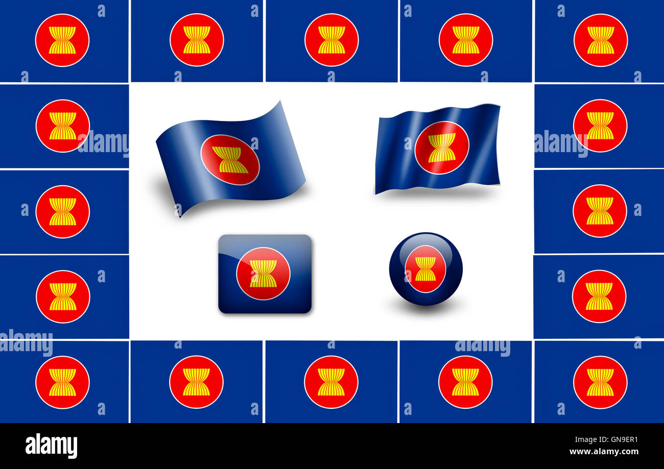 asean flag icon set Stock Photo