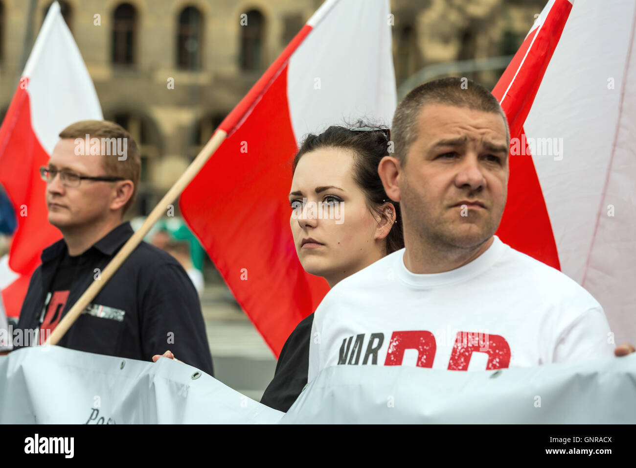 Poznan, Poland, deployment of Narodowcy RP on the 60th anniversary of the PoznaÅ„ Uprising Stock Photo