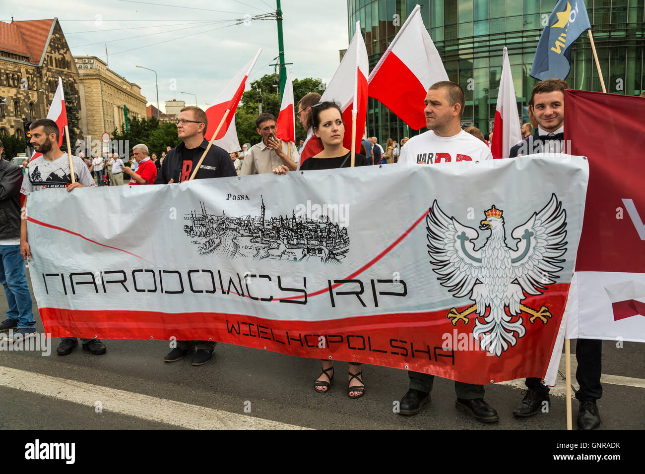 Poznan, Poland, deployment of Narodowcy RP on the 60th anniversary of the PoznaÅ„ Uprising Stock Photo