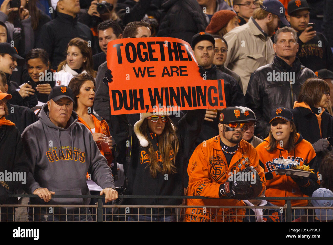 May 11, 2011; San Francisco, CA, USA; A San Francisco Giants fan holds ...