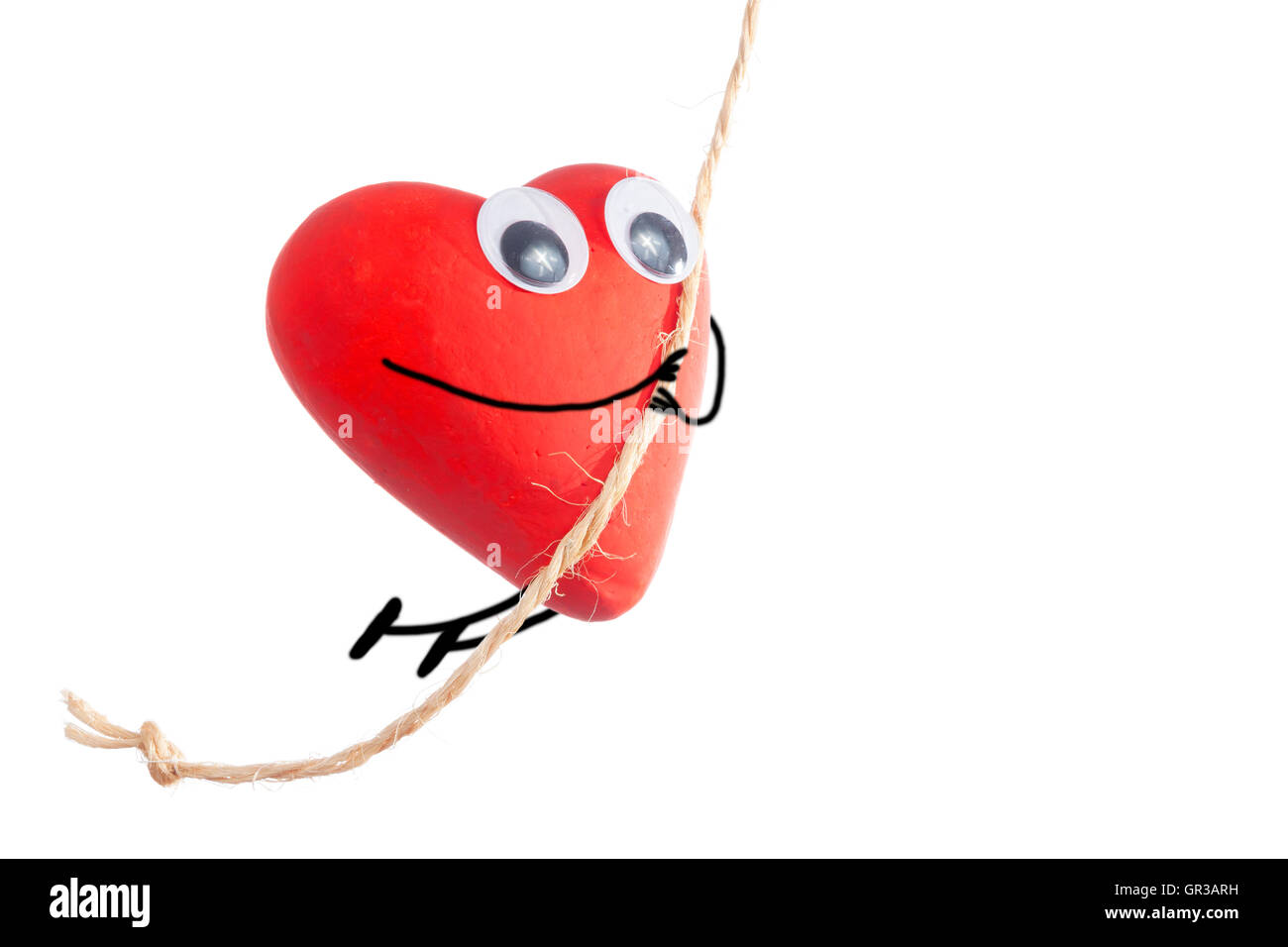 Red heart character with liana isolated on white background Stock Photo