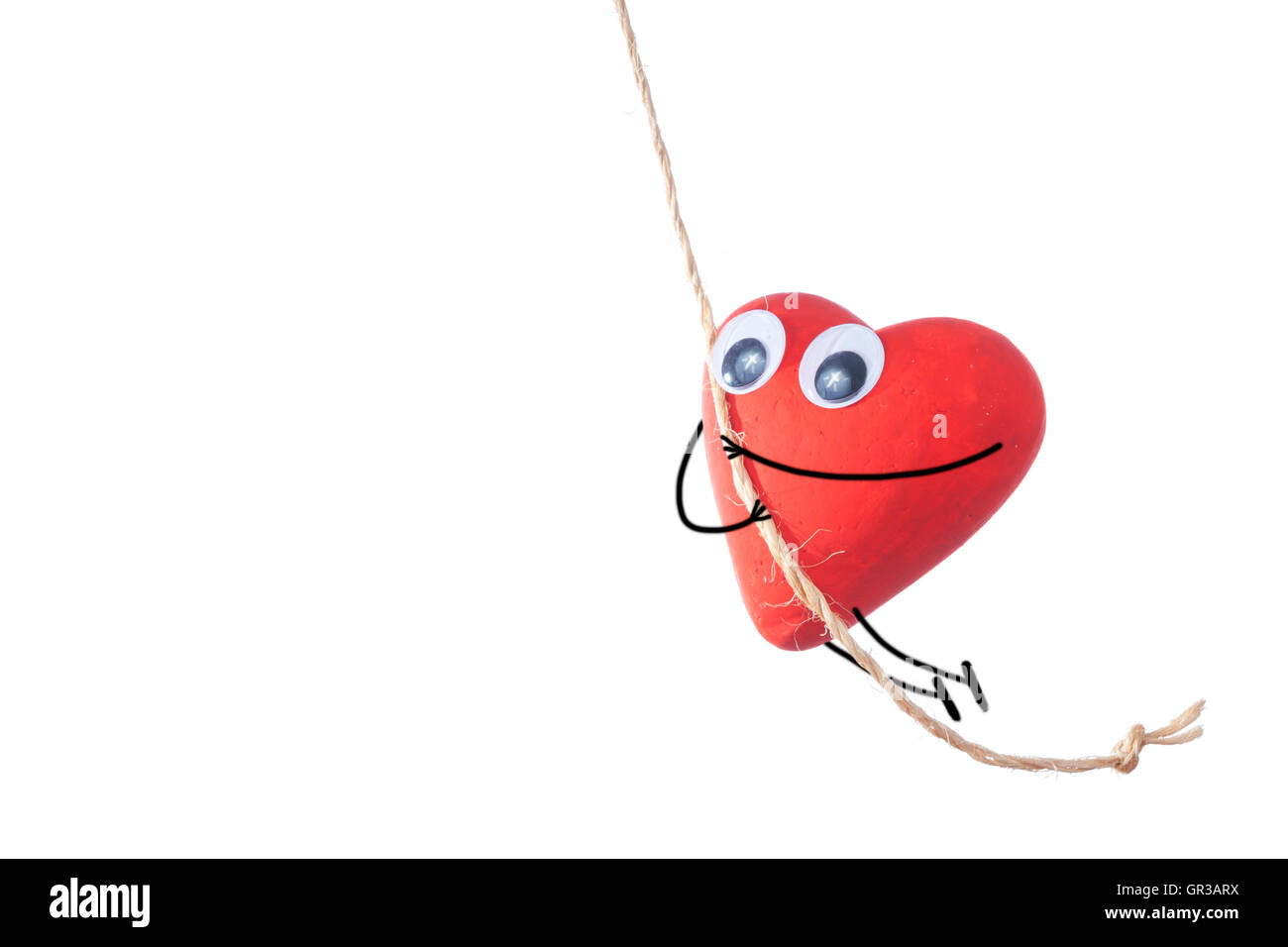 Red heart character with liana isolated on white background Stock Photo