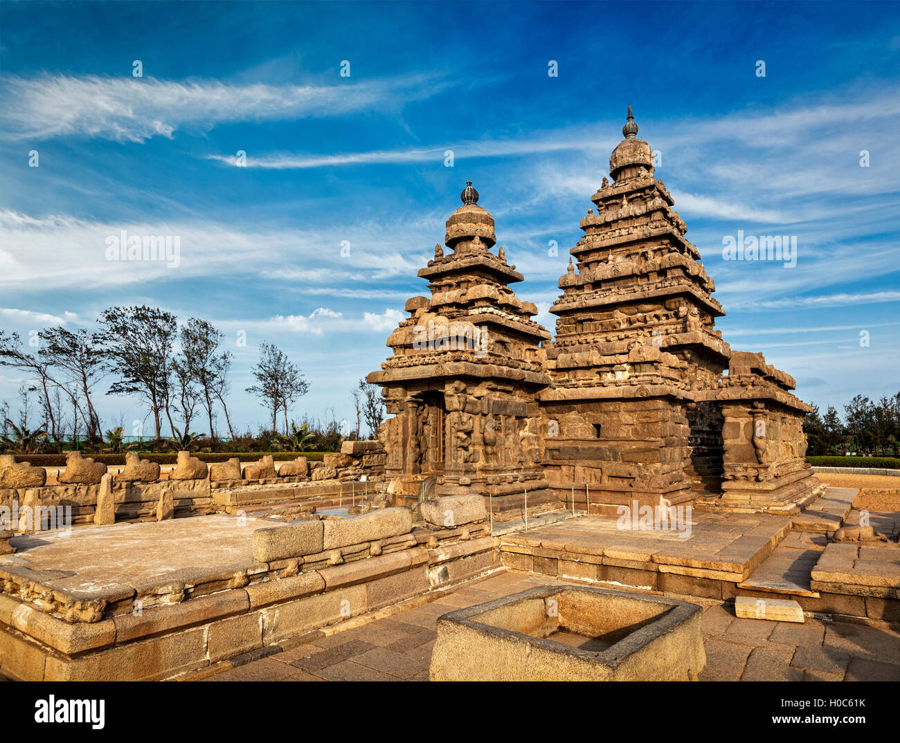 Shore temple - World heritage site in Mahabalipuram, Tamil Nad Stock Photo