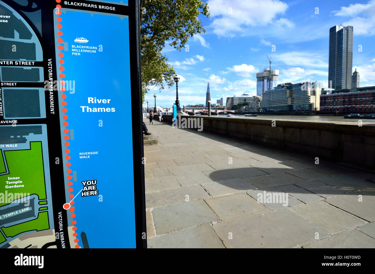 London, England, UK. 'You are here' tourist information map on the Victoria Embankment by the River Thames. Stock Photo