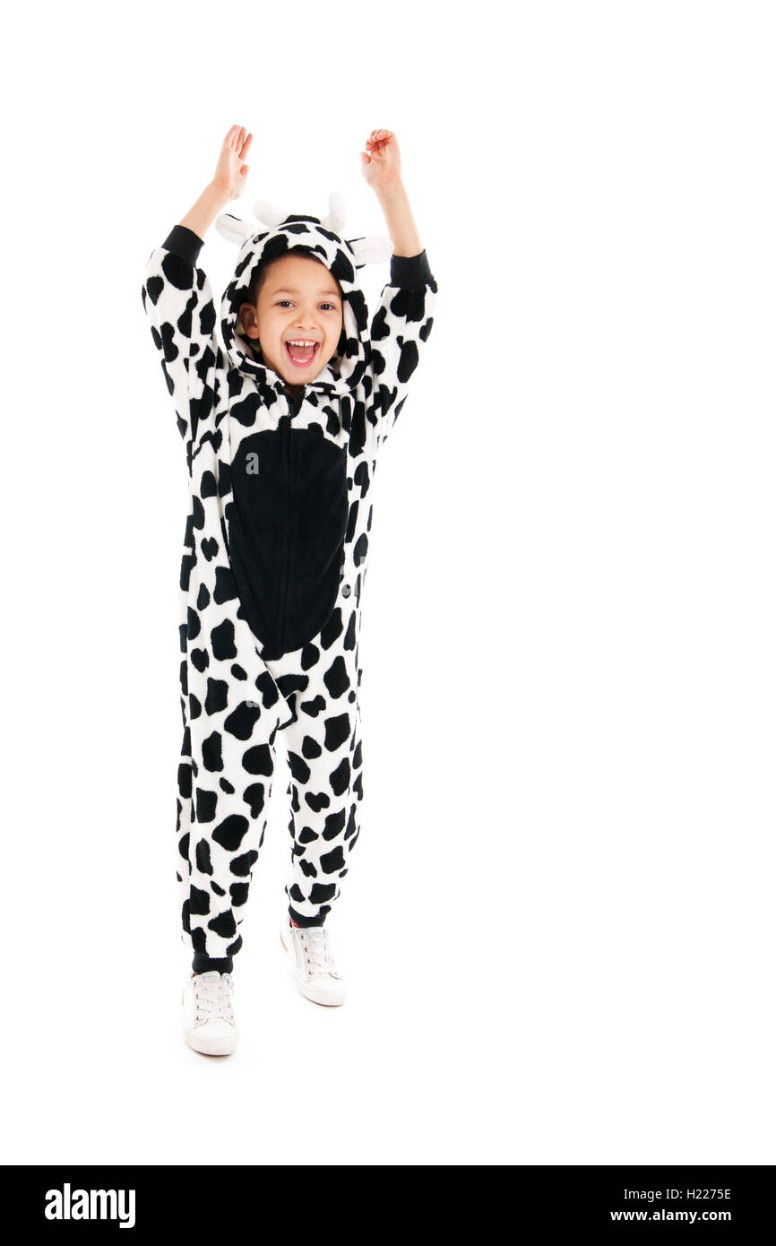 Little boy as happy cow Stock Photo