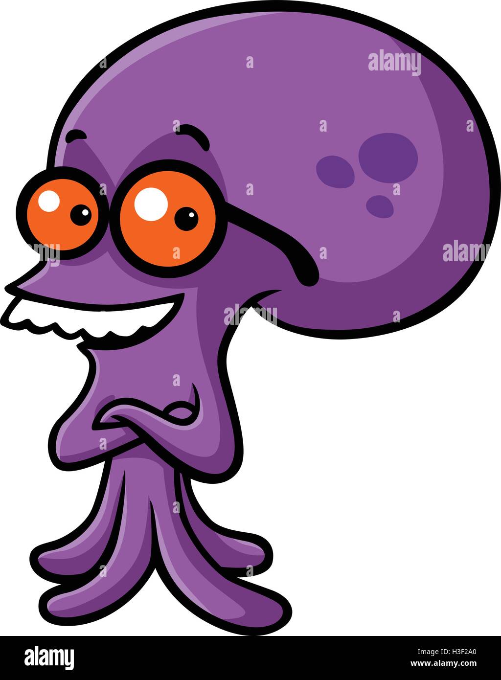 Nerd Smart Smiling Octopus Cartoon Vector Stock Vector