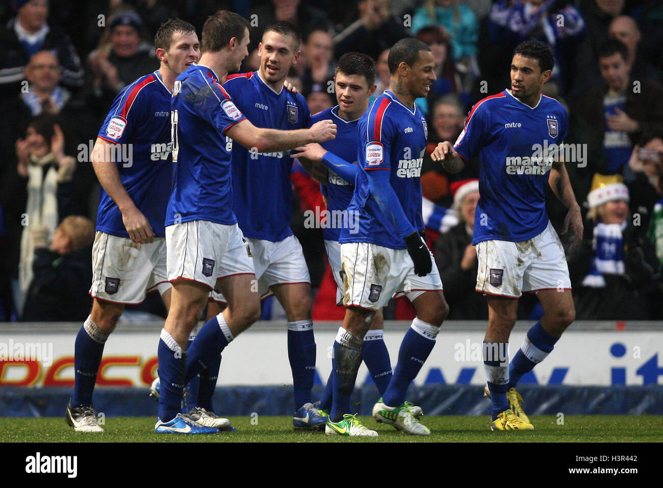 Tommy Smith of Ipswich Town (L) celebrates scoring the first goal for his team - Ipswich Town vs Bristol City - NPower Championship Football at Portman Road, Ipswich, Suffolk - 22/12/12 Stock Photo