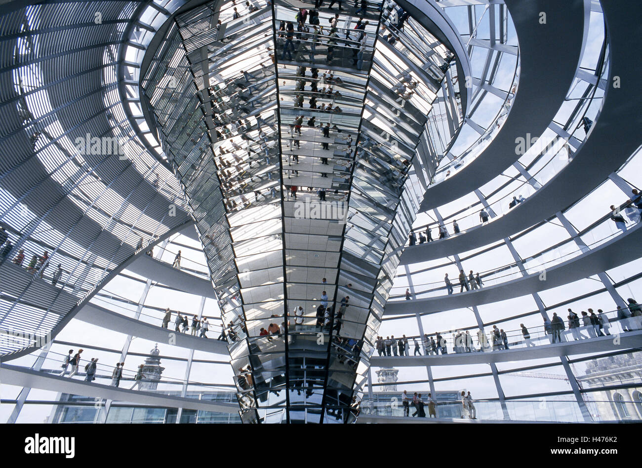 Inside the cupola of the Reichstag, Germany's parliament, located in Berlin. Architect Sir Norman Foster Stock Photo