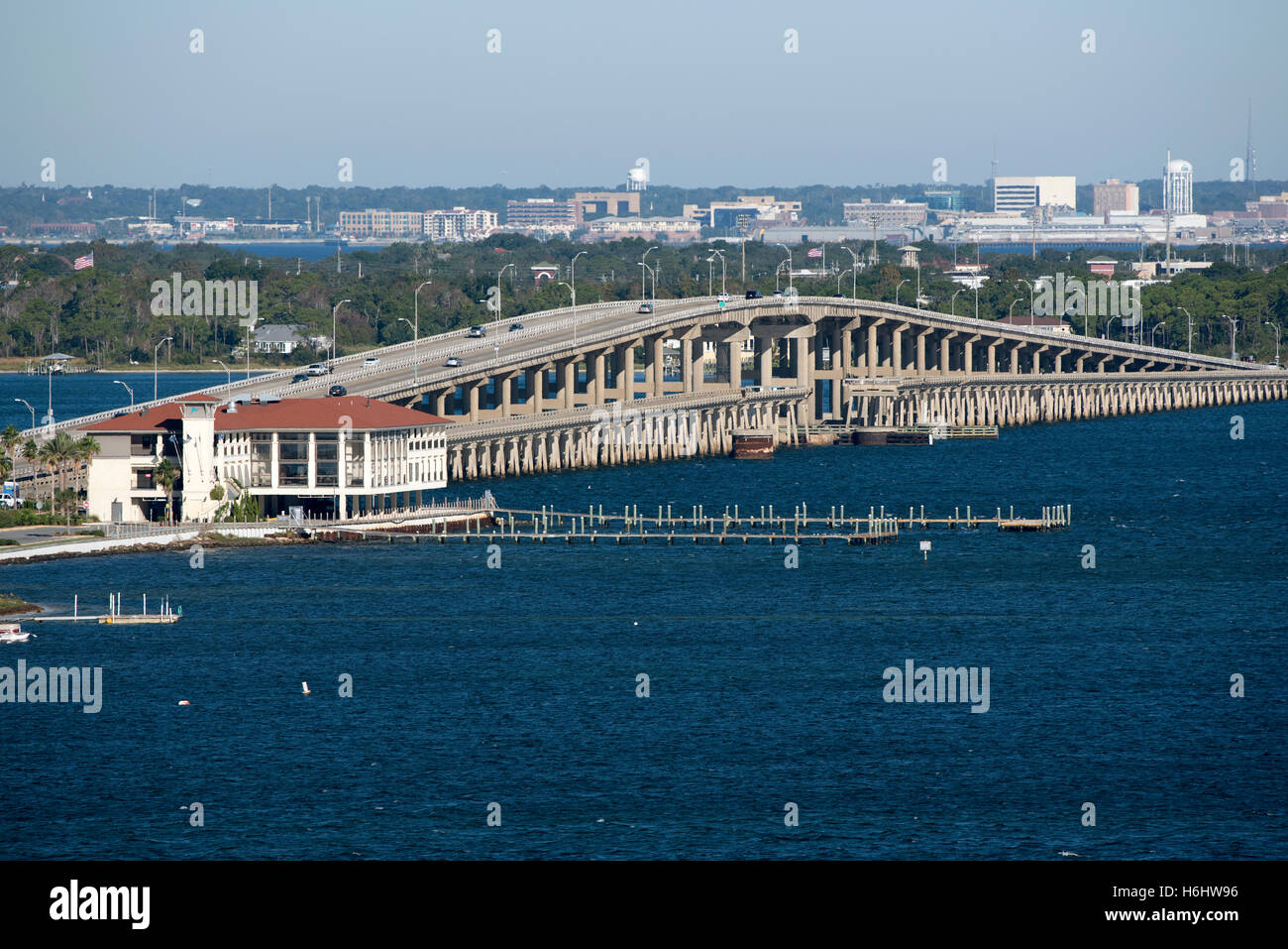 Pensacola Florida USA  The Sikes Bridge which links Gulf Breeze to Pensacola Beach and Santa Rosa Island Stock Photo