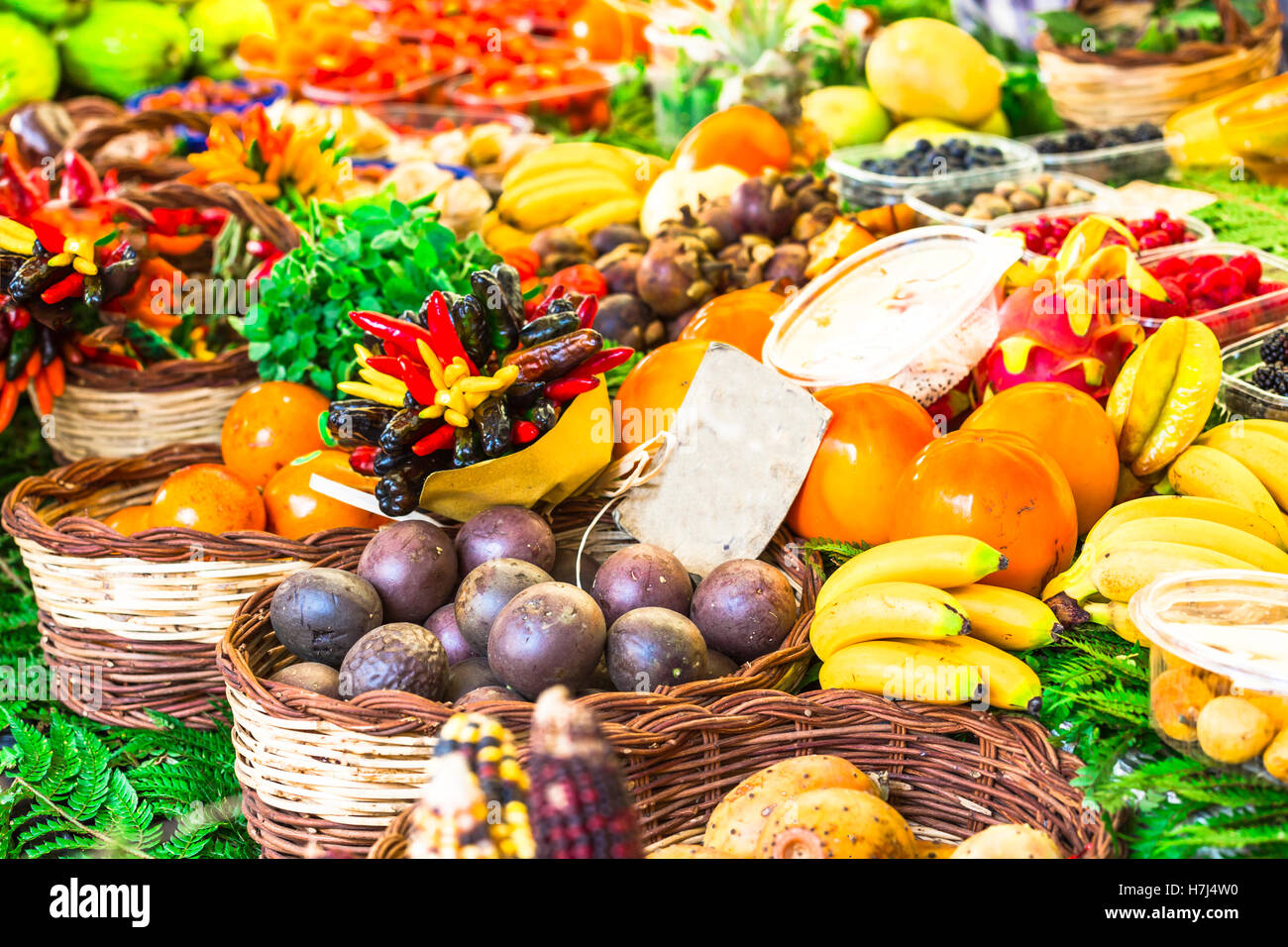 Fruit market in Rome,Italy.View with multicolored fruit Stock Photo