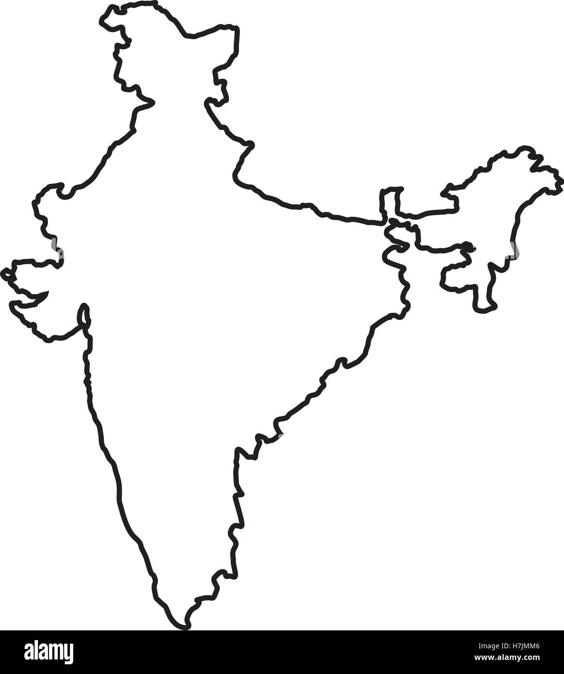 India Map Black And White Outline