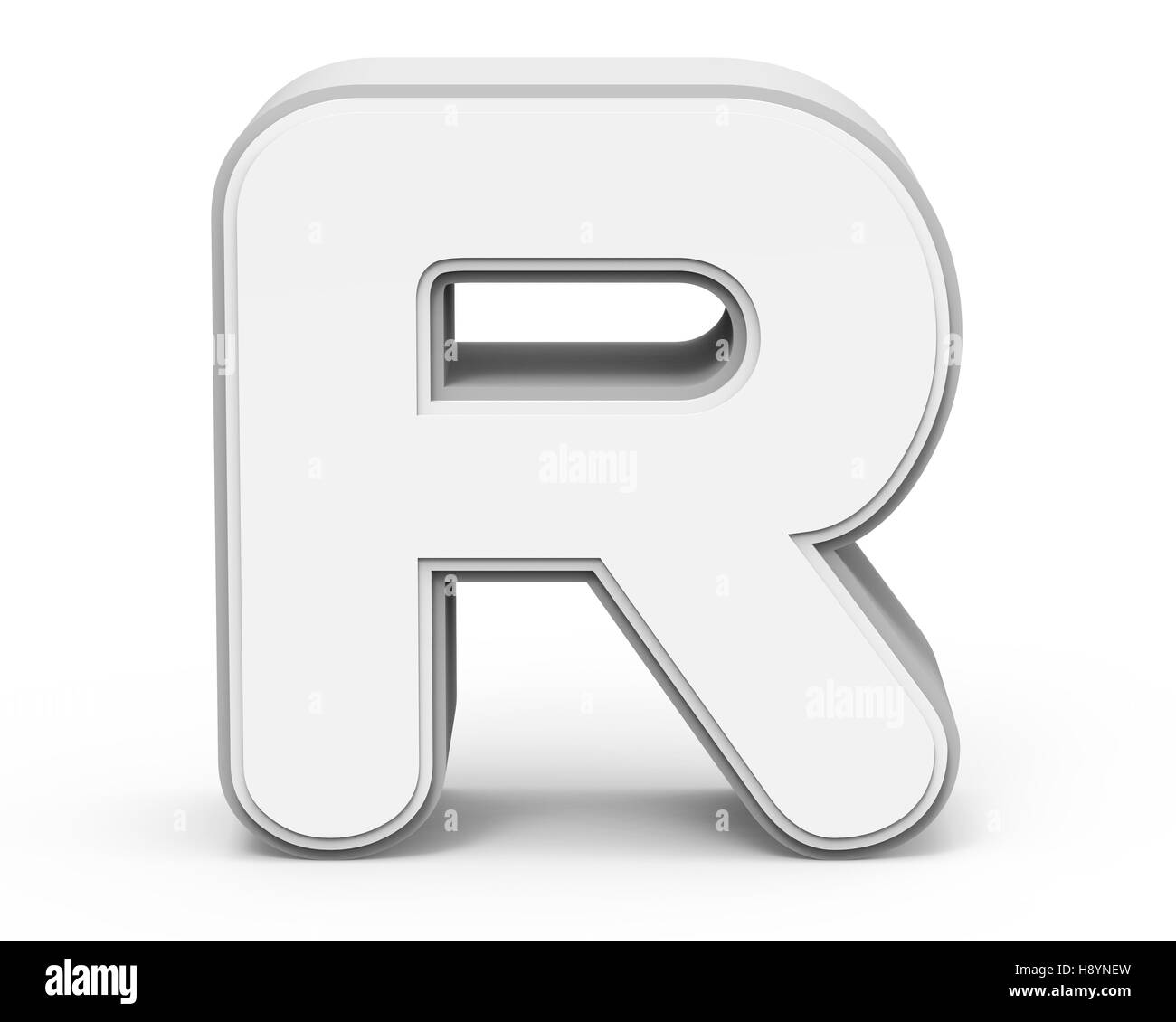 white letter R, 3D rendering graphic isolated on white background Stock Photo