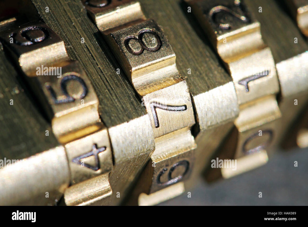 macro shot of padlock combination numbers Stock Photo