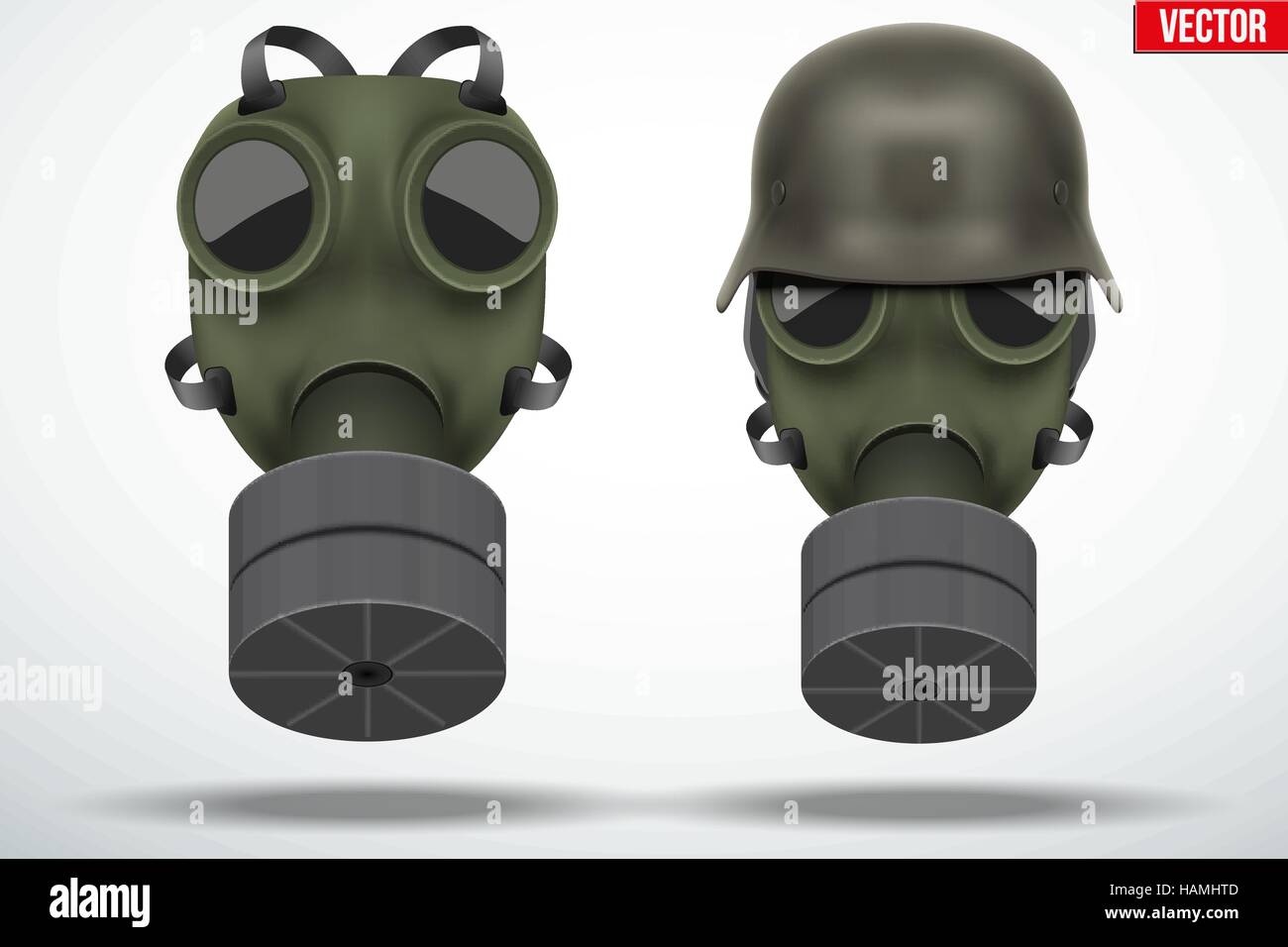 Military german helmet with gas mask Stock Vector