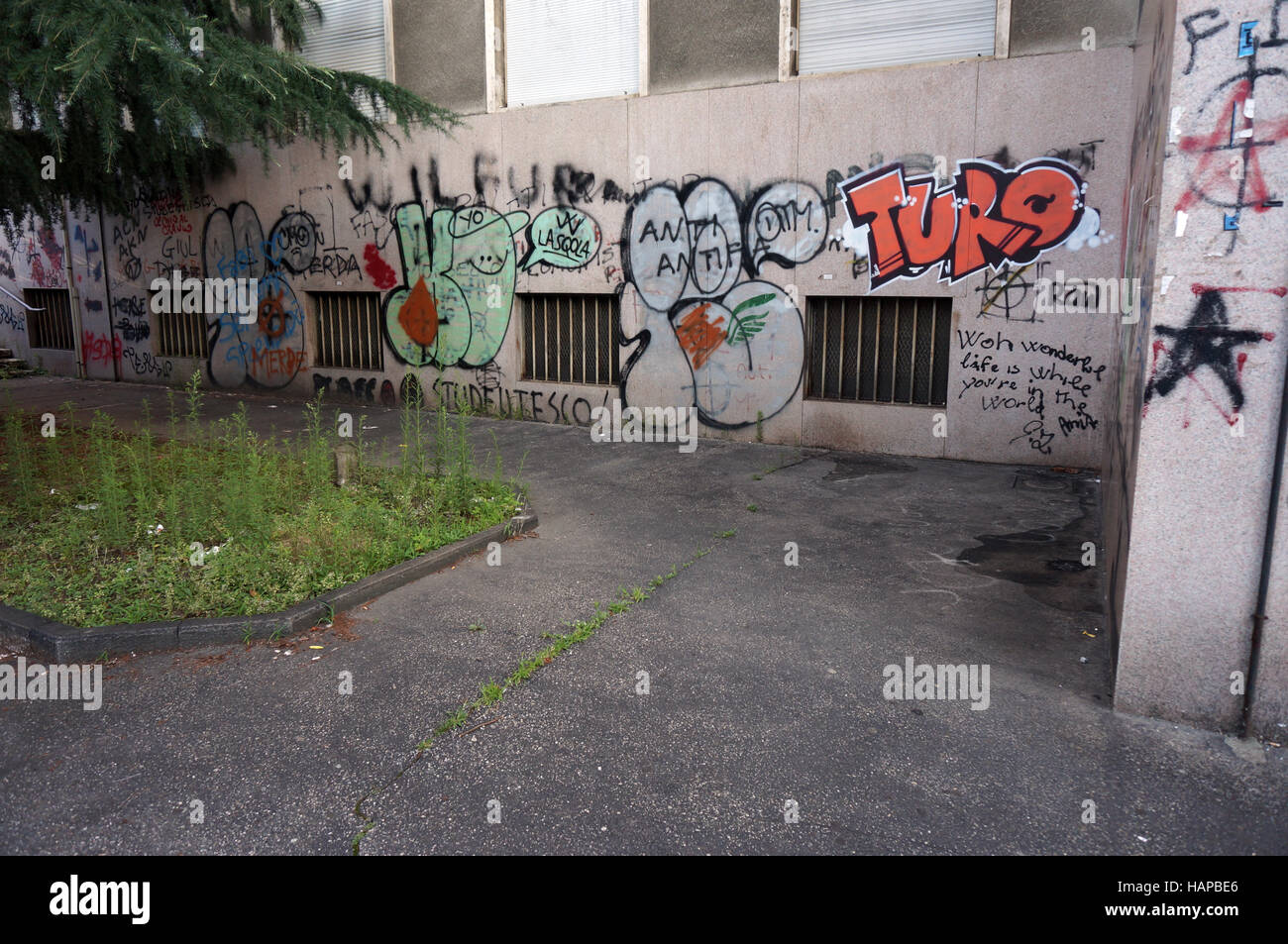 Graffiti and Wall Art in Turin, Italy Stock Photo