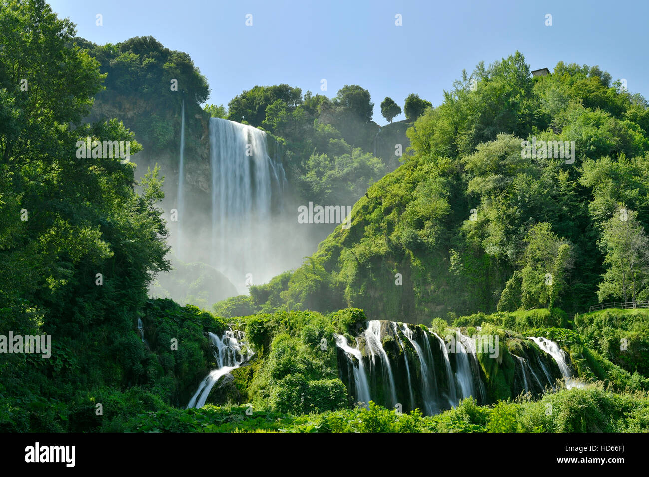 Man-made waterfall, Marmore Waterfalls, Cascate delle Marmore, Umbria, Italy Stock Photo