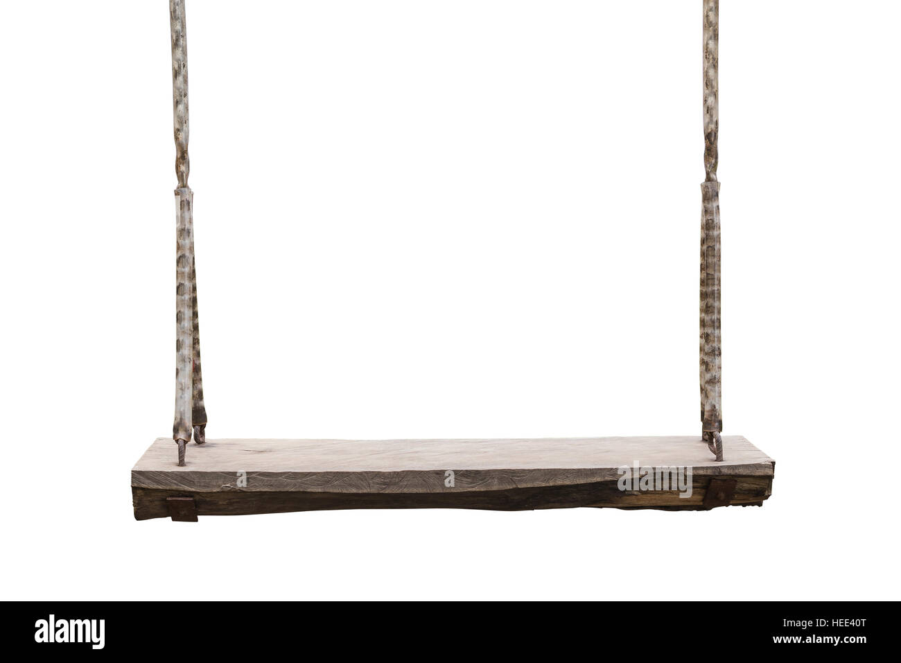 Wooden swing in the park isolated on white background. Saved with clipping path Stock Photo