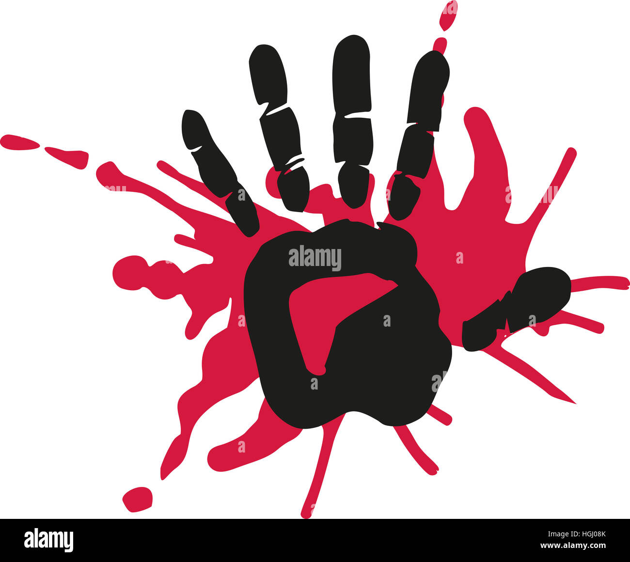 Handprint with blood Stock Photo