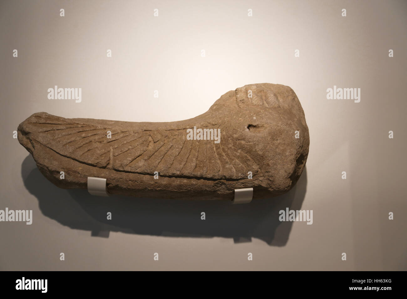 Sphinx/siren. Sandstone  7th century BC. Necropolis of Villaricos, Almanzora, Almeria, Spain. Phoenician. Stock Photo