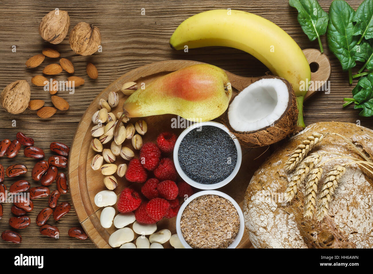 Foods rich in fiber Stock Photo