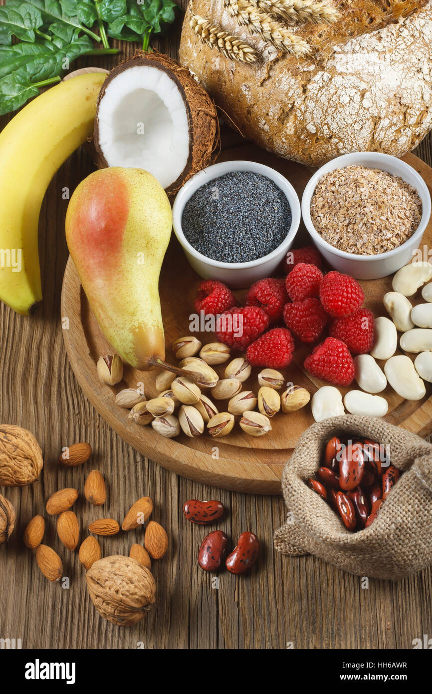 Foods rich in fiber Stock Photo