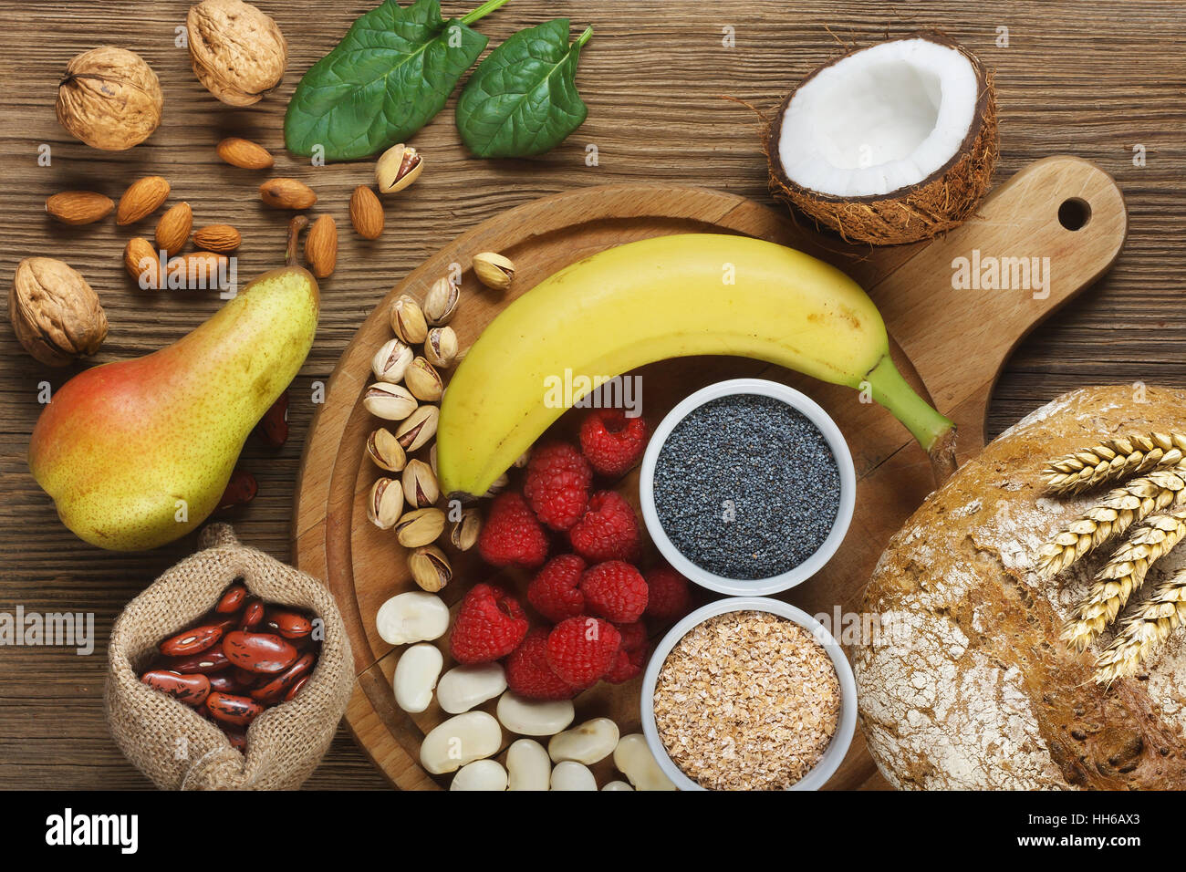 Foods rich in fiber Stock Photo