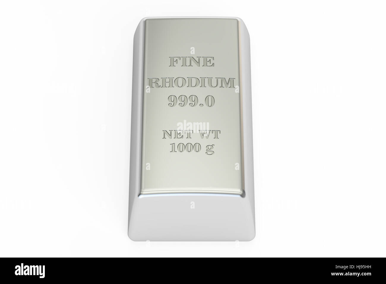 rhodium ingot, 3D rendering isolated on white background Stock Photo