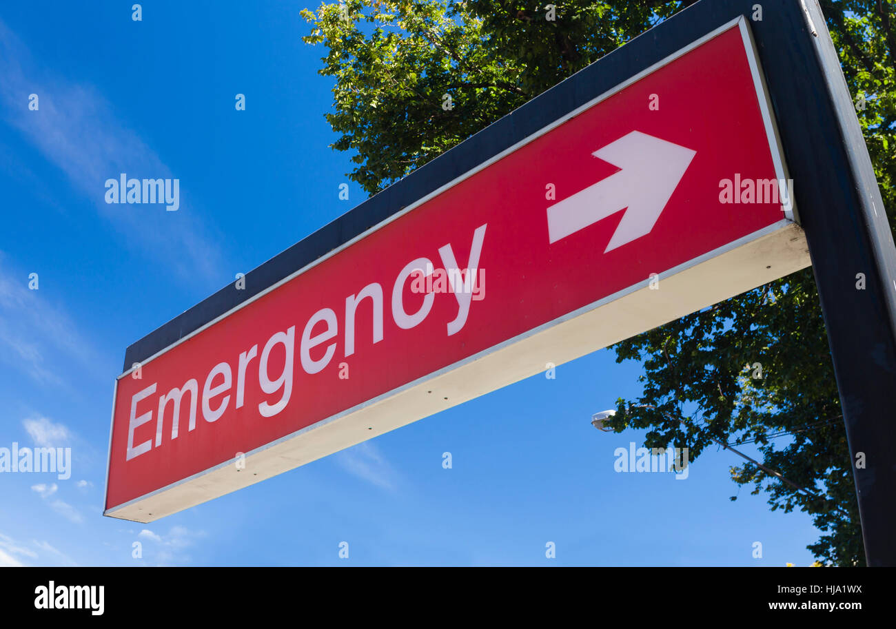 Emergency sign of a hospital Stock Photo