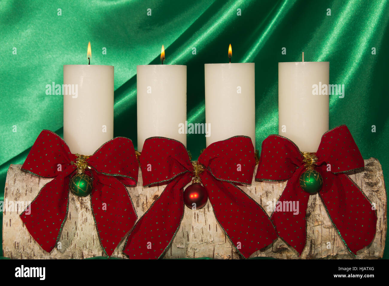 advent, three, candles, advent wreath, third, candlelight, shine, shines, Stock Photo