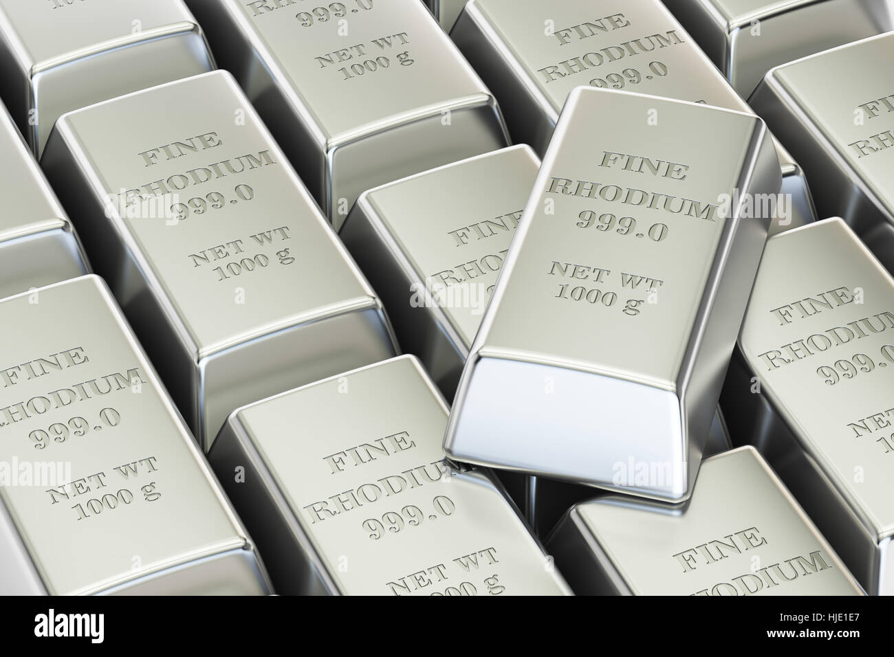 rhodium ingots background, 3D rendering isolated on white background Stock Photo