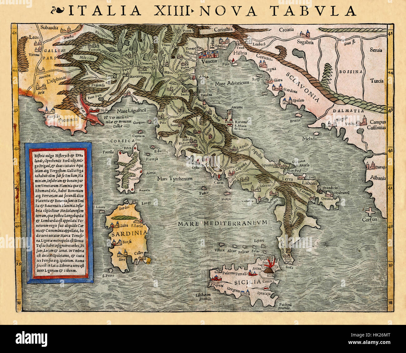 Map Of Italy 1540 Stock Photo