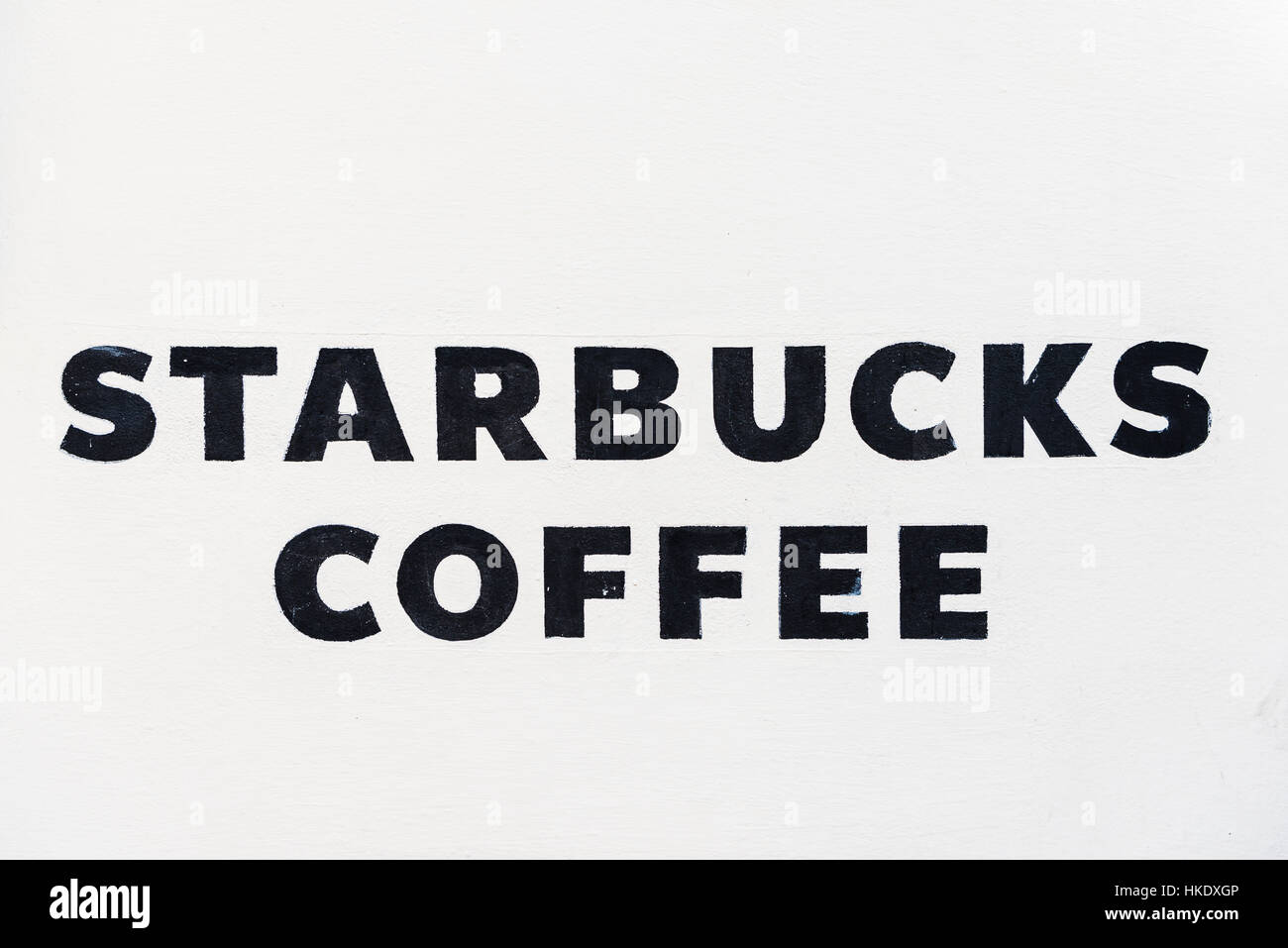 Starbucks Coffee, lettering, Prague, Czech Republic Stock Photo