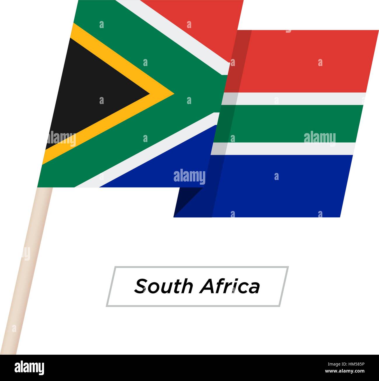 South Africa Ribbon Waving Flag Isolated on White. Vector Illustration. Stock Vector