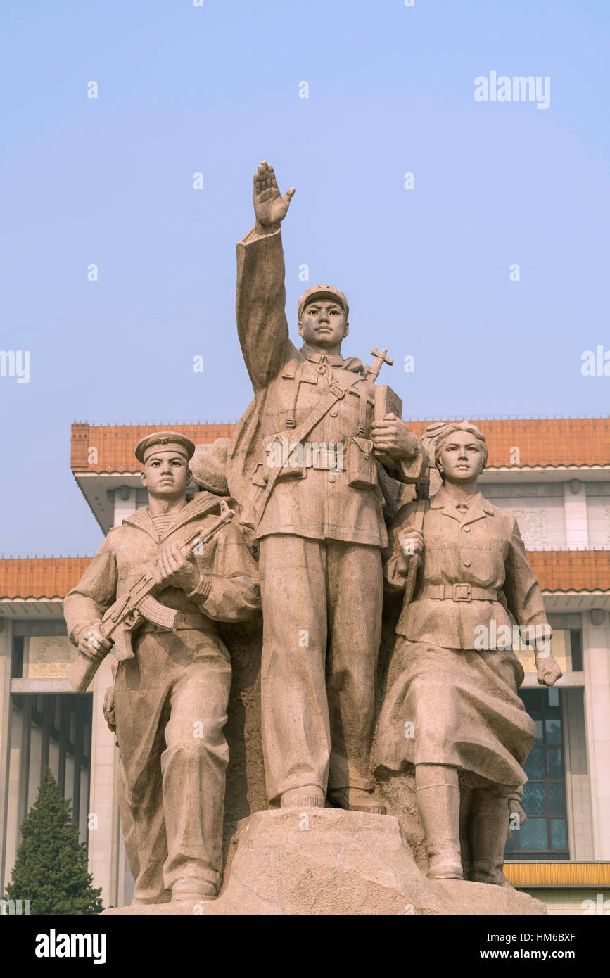 Monument in front of the Mao Mausoleum, Beijing, China Stock Photo