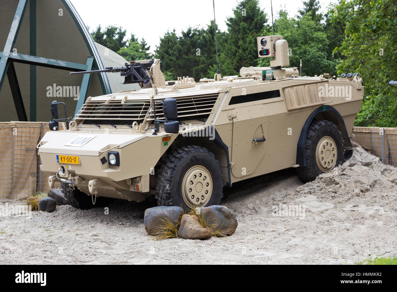 GILZE-RIJEN, THE NETHERLANDS - JUNE 20: Dutch army Fennek armoured reconnaissance vehicle at the Dutch Air Force Open Day on June 20, 2014 in Gilze Ri Stock Photo