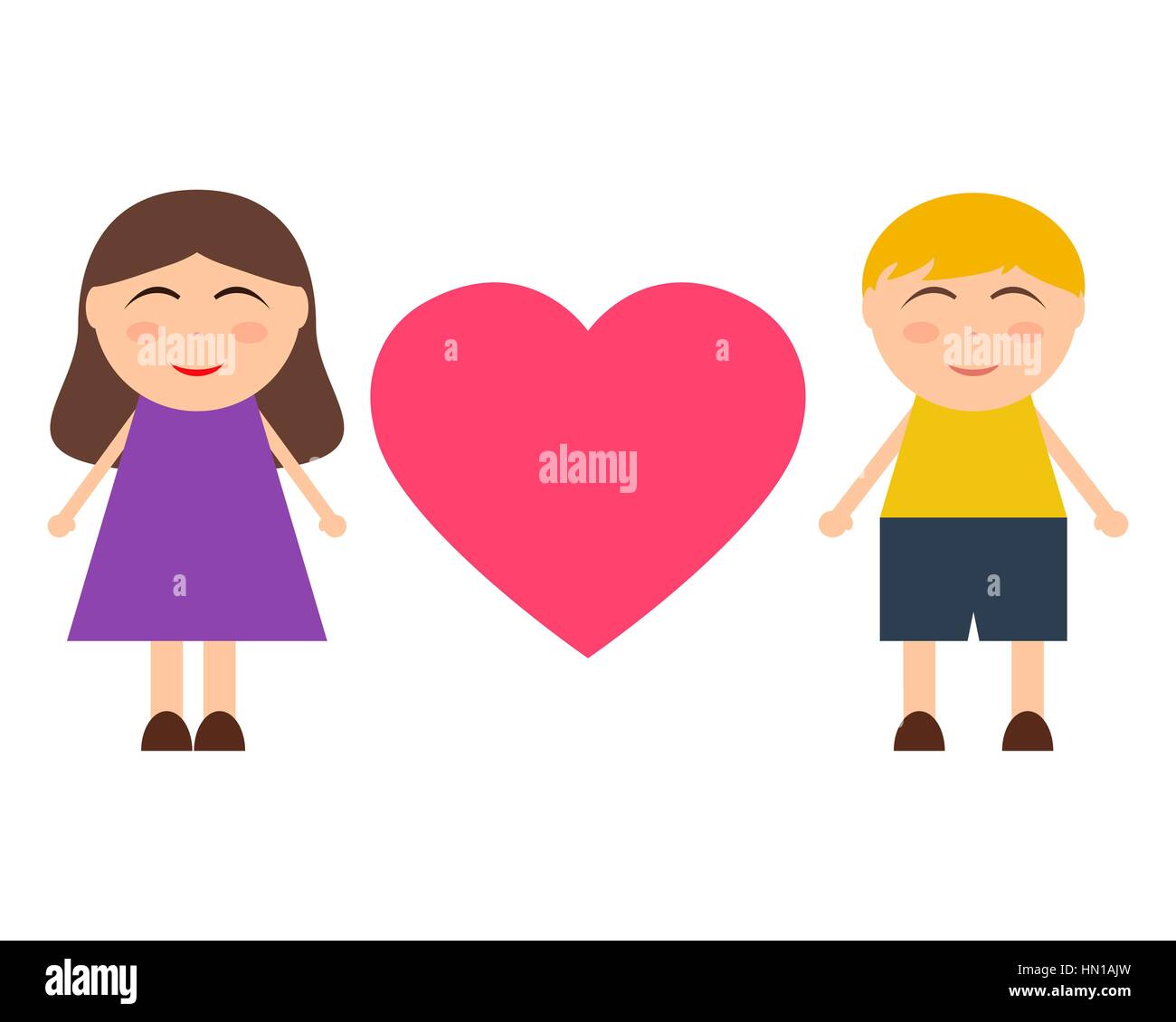 Girl and boy with a heart Stock Vector