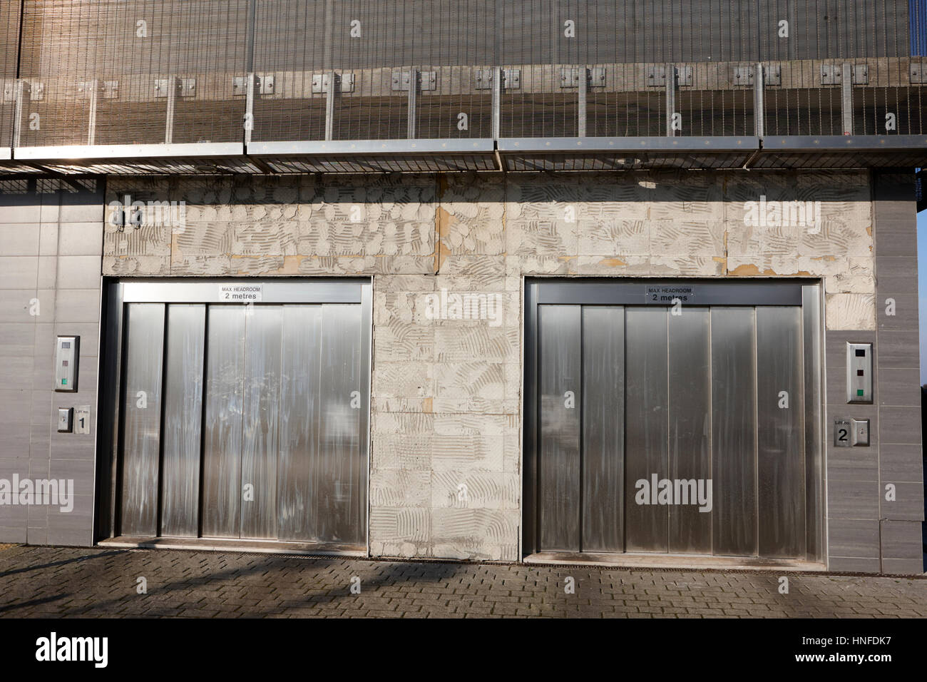 car vehicle lift in a multi storey automatic carpark liverpool uk Stock Photo