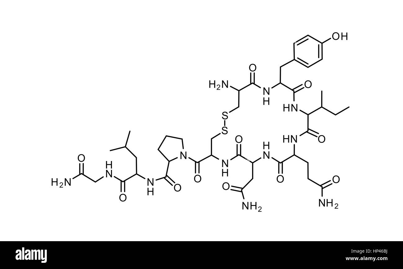 oxytocin chemical formula science symbol elements reaction Stock Photo