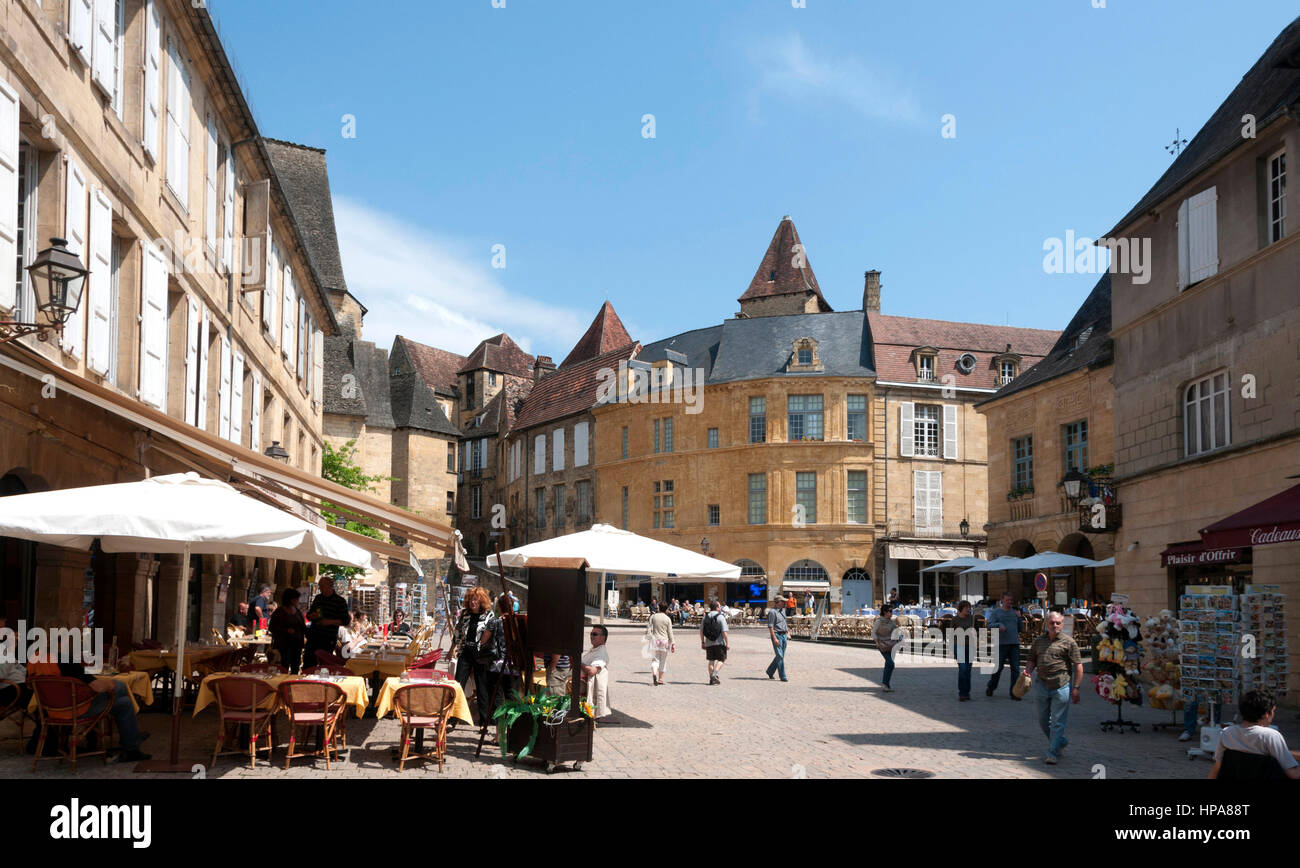 Liberty square, Sarlat-la-Canéda, Département Dordogne, Region Aquitaine, France, Europe Stock Photo