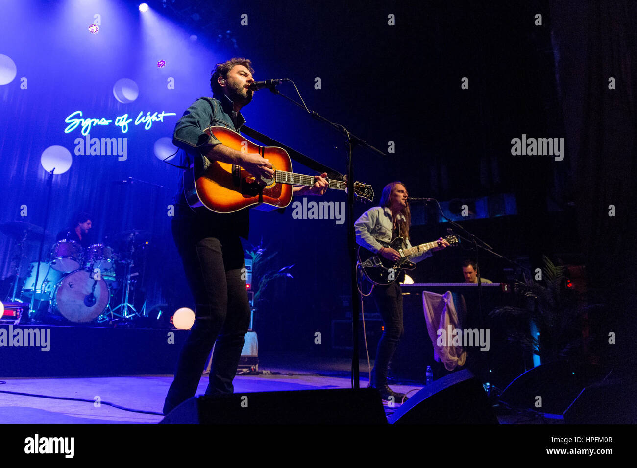 Madison, Wisconsin, USA. 21st Feb, 2017. TYLER WILLIAMS, JONATHAN RUSSELL, JOSIAH JOHNSON and KENNY HENSLEY of The Head and The Heart at the Orpheum Theater in Madison, Wisconsin Credit: Daniel DeSlover/ZUMA Wire/Alamy Live News Stock Photo