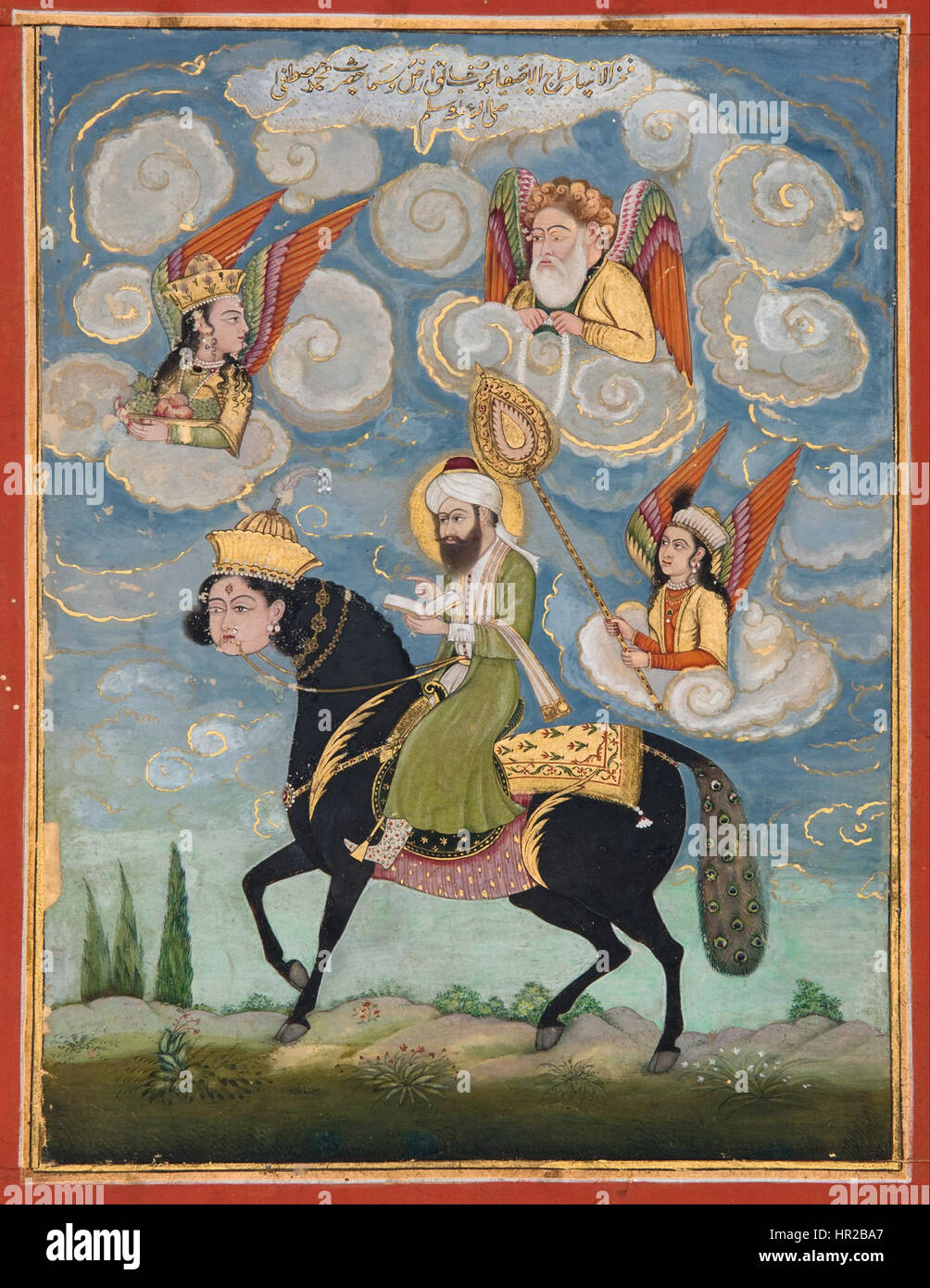 Portrait of the Prophet Muhammad riding the buraq steed - Google Art Project Stock Photo