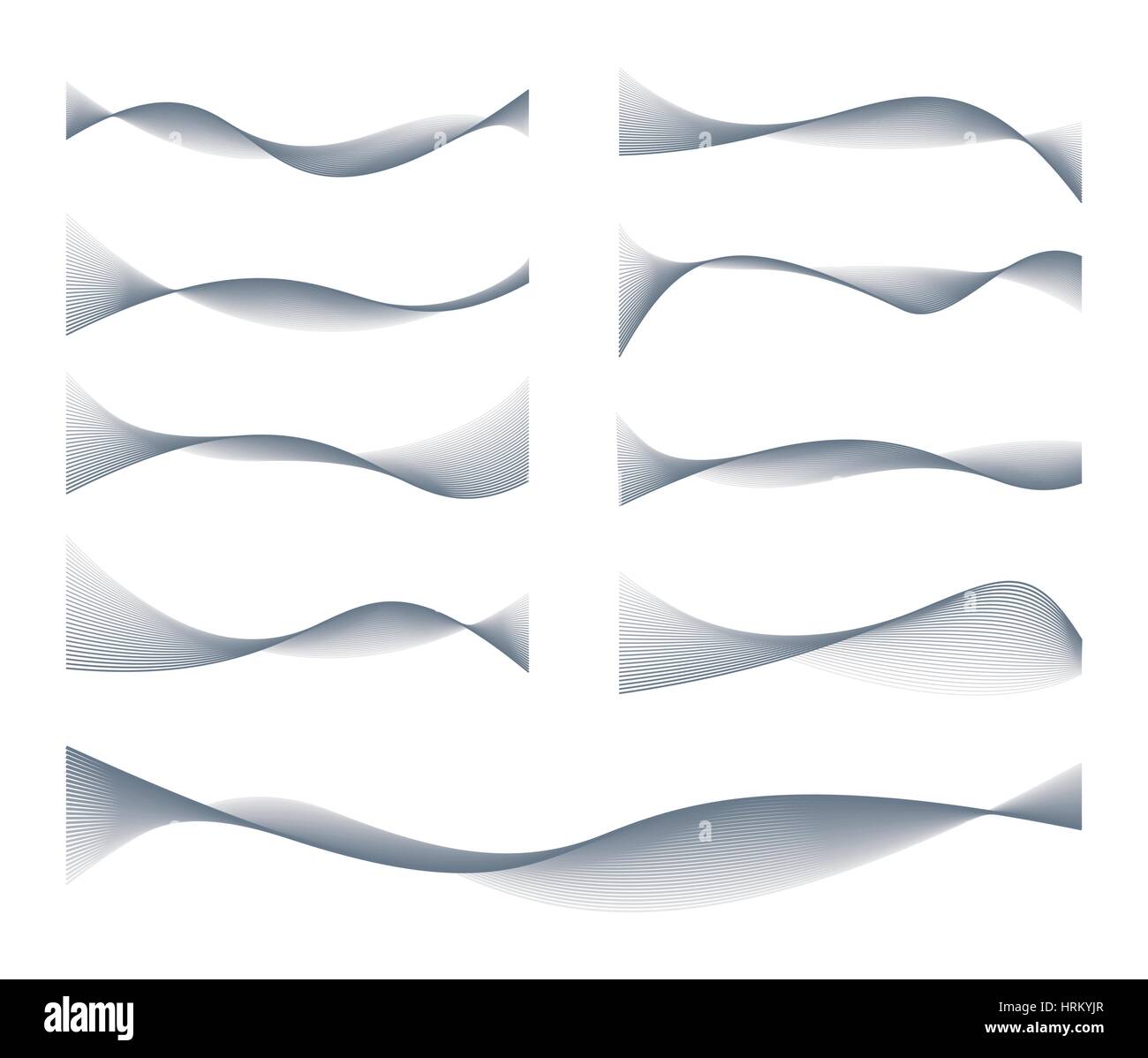 Waved Lines Design Elements Set Stock Vector