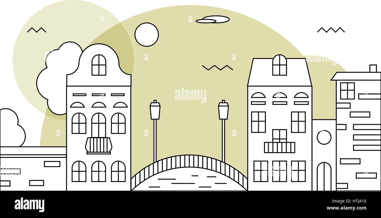 Flat design urban landscape illustration Stock Vector