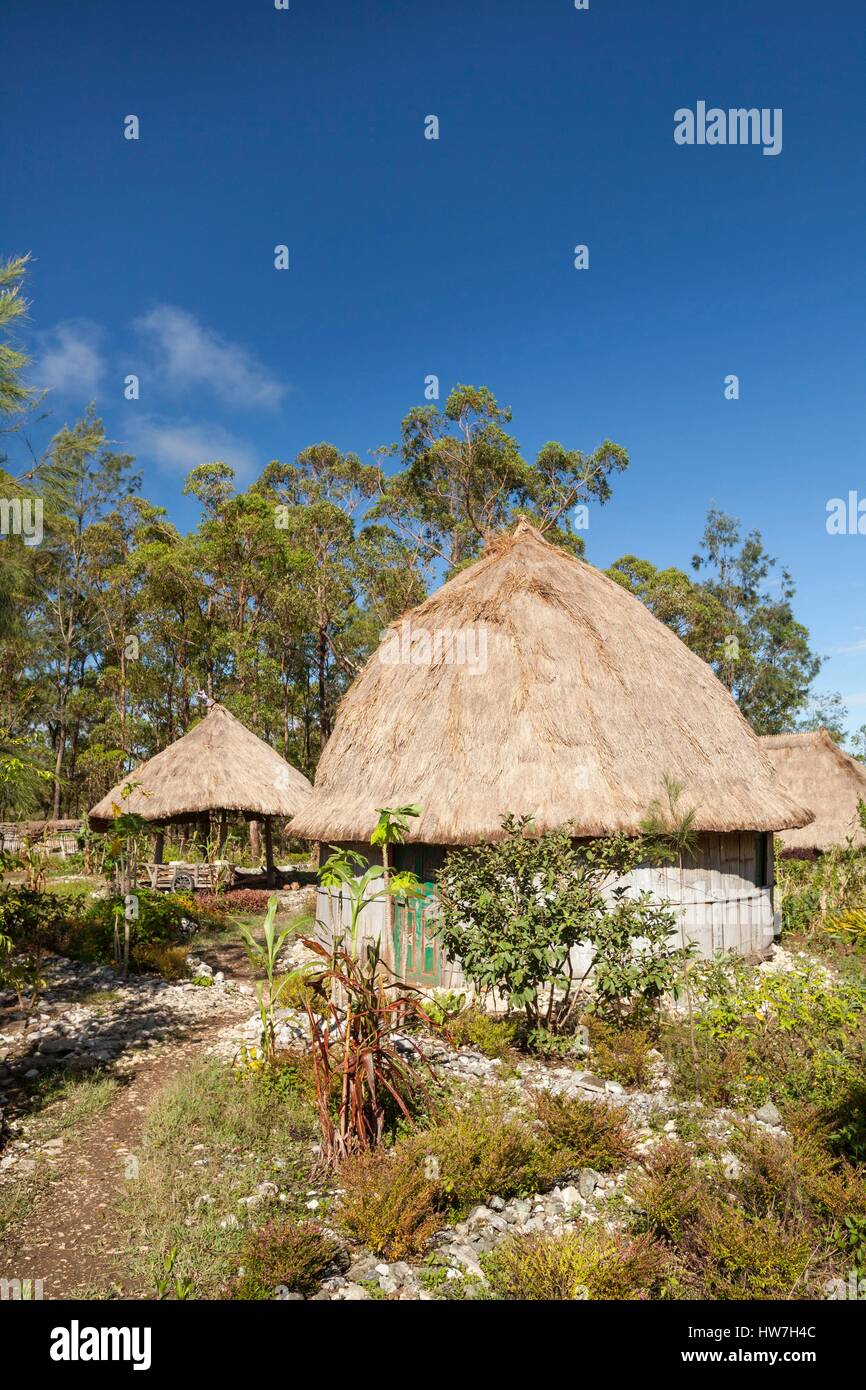 Indonesia, East Nusa Tenggara, West Timor, South Central Timor Regency, Fatumnasi, Naususu, Guest house in timorese traditional style, lopo style Stock Photo