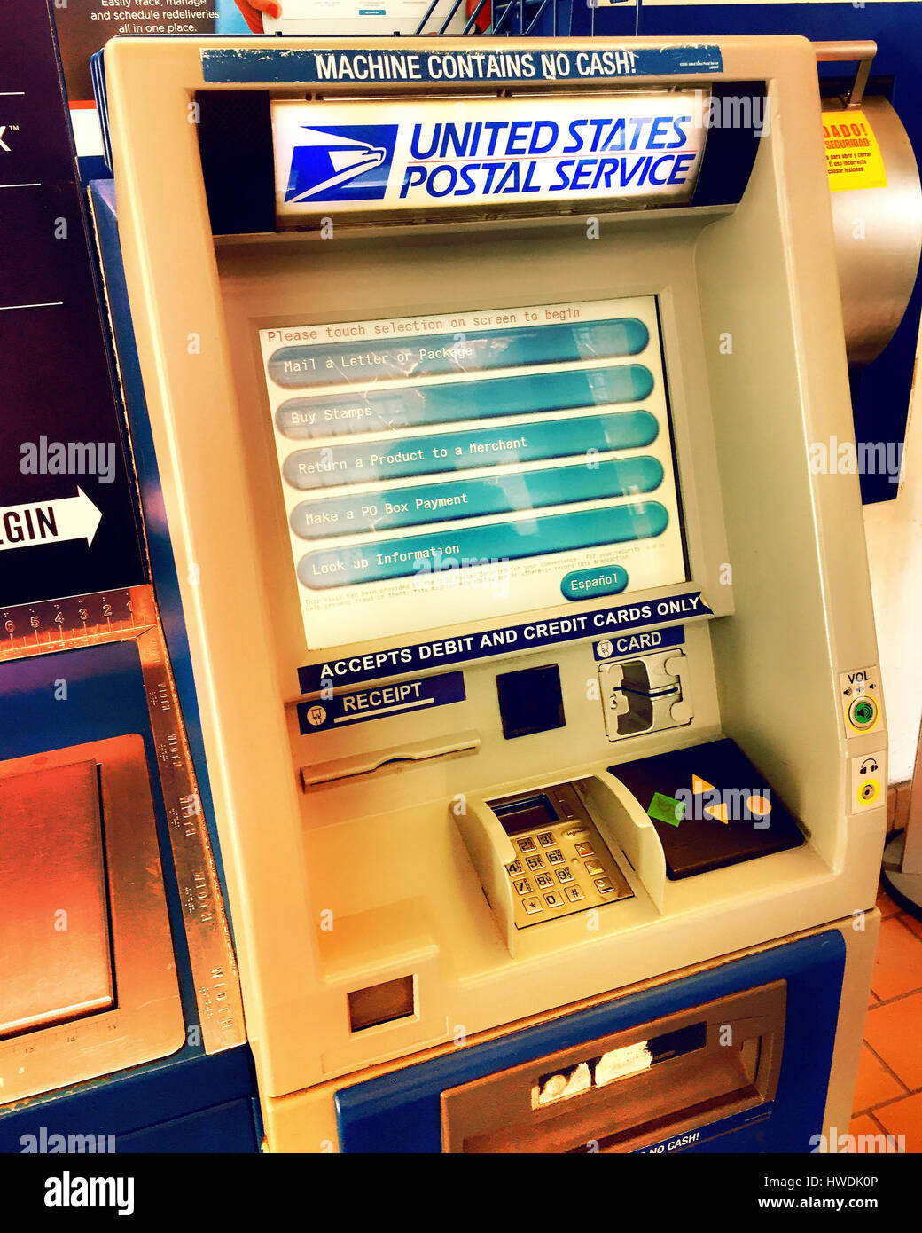 Automated Postal Center Kiosk, USPS, USA Stock Photo