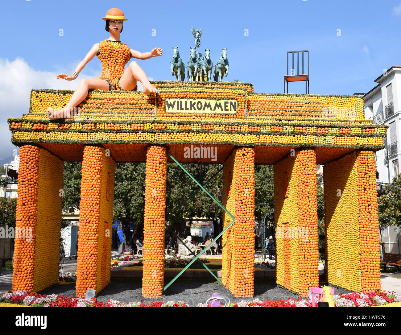 Lemon Festival or Fete du Citron Menton France displays in the Bioves Gardens themed on productions of Broadway Stock Photo