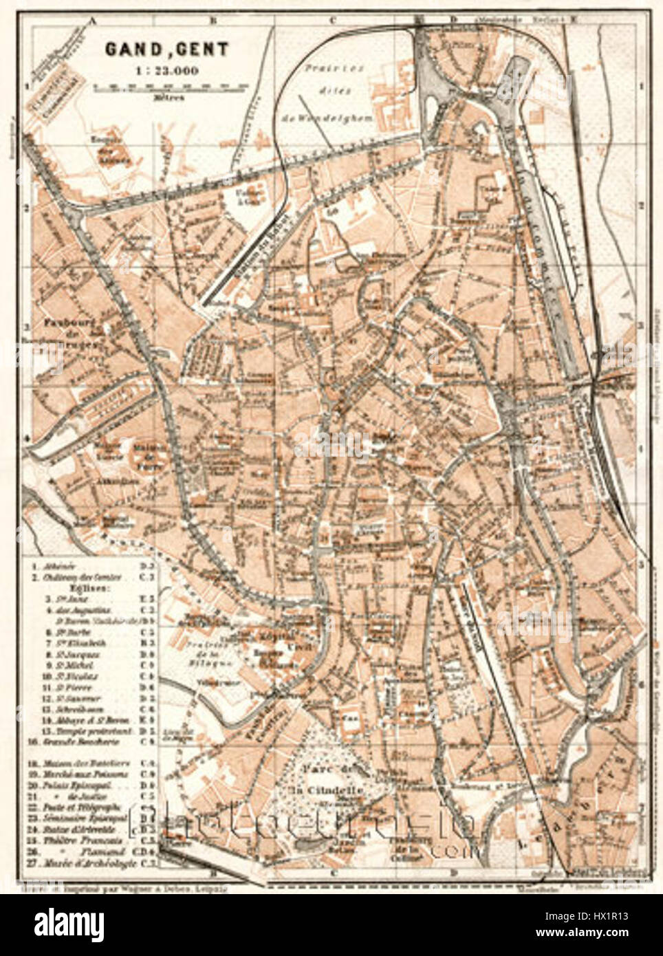 Ghent, map 1909 Stock Photo - Alamy